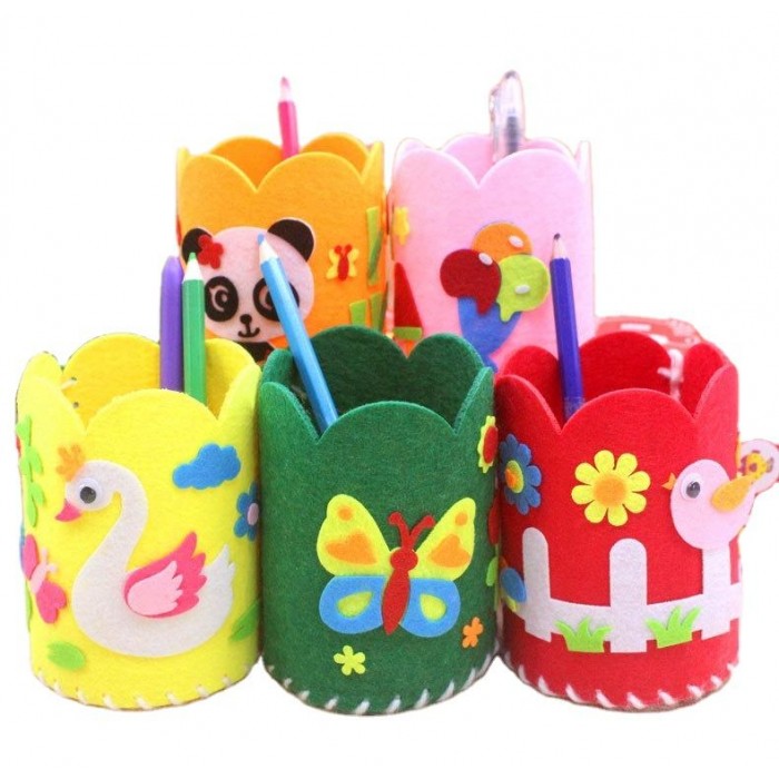 Children's DIY Educational Kit Non-Woven Fabric Pen Holder and Hand Sewing Sticker Making for Toddlers Sewing & Weaving Toys